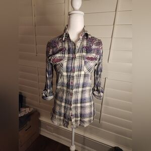 Roar Embroidered Plaid Shirt